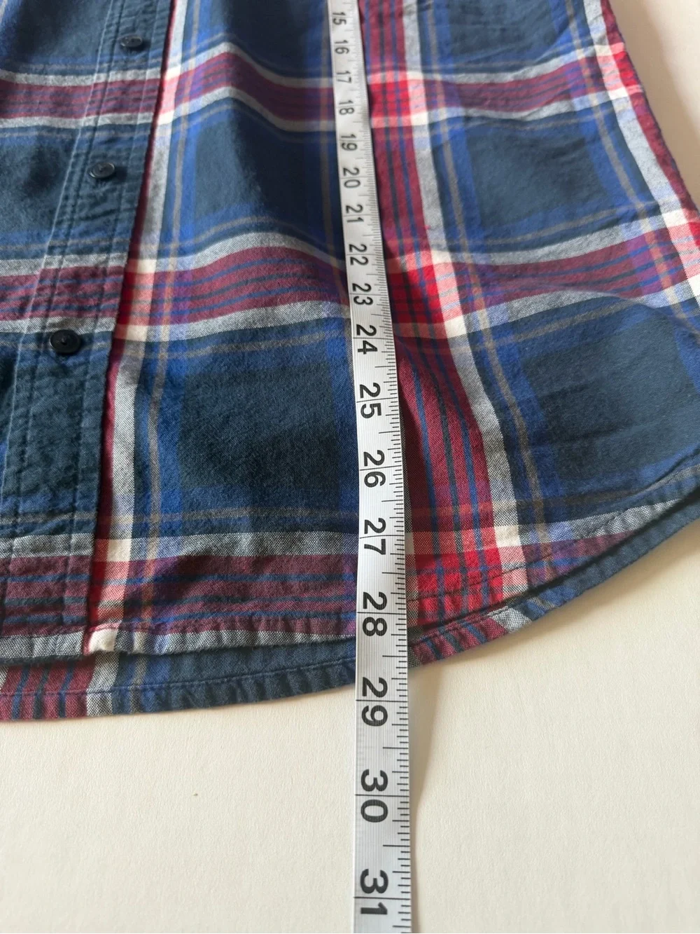 Levi's red and blue plaid button down, long sleeve, men's medium